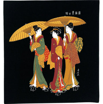 Furoshiki: Ukiyo-e - Three Women in the Rain