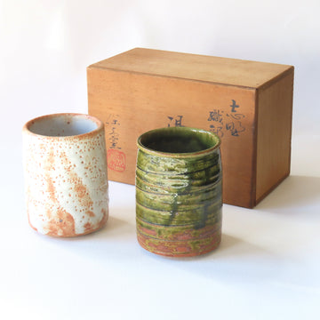 Pair of Shino and Oribe Teacups